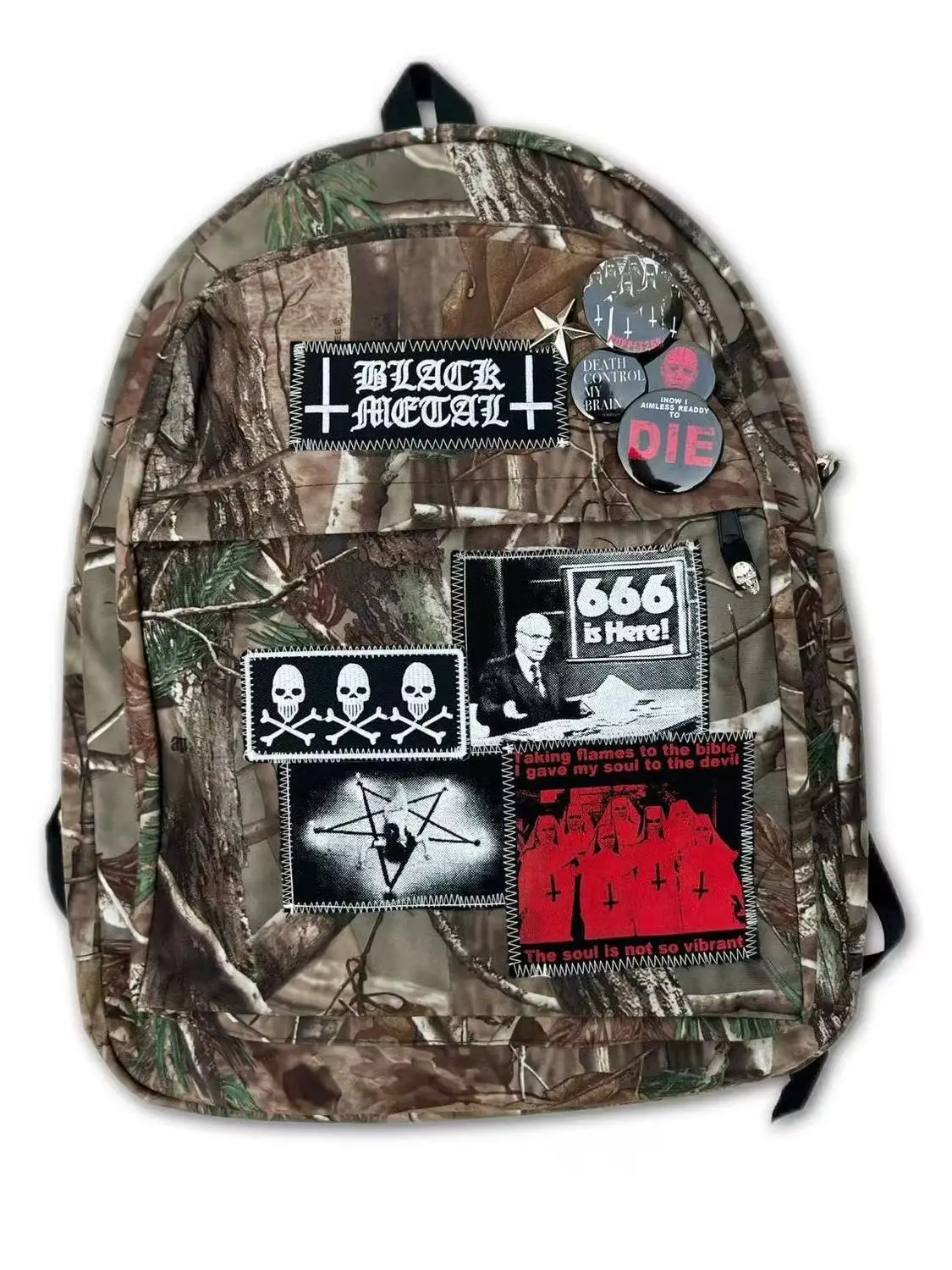 

JIAERDI Retro Leaf Camouflage Patch Backpack Women Subculture Rock Dark Punk Backpack Ladies Y2k Hot Girl Unique Mochilas Mujer