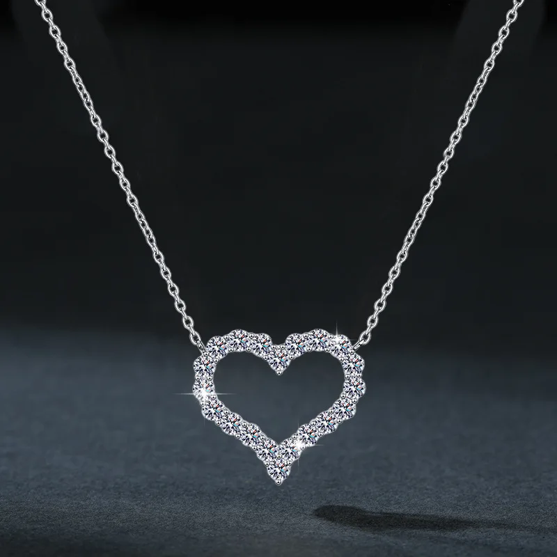 

Колье с муассанитом D Color VVS в форме сердца для женщин, серебро S925 с покрытием 18K, подарок на день рождения