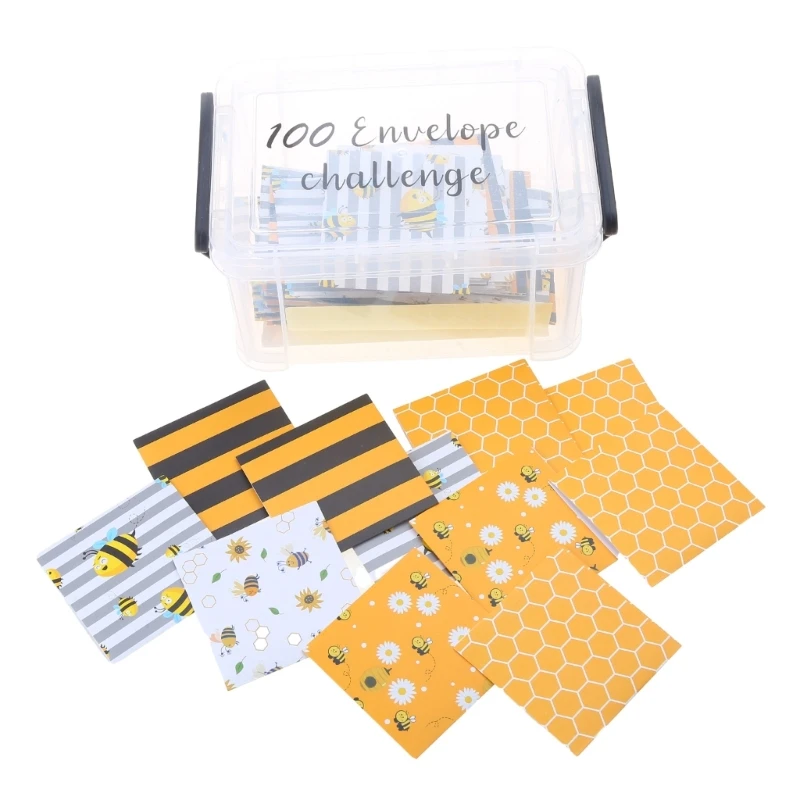 100 Envelopes for Money Saving Including 100 Number Stickers and Clear Plastic Storage Box Money Saving Challenge Kits