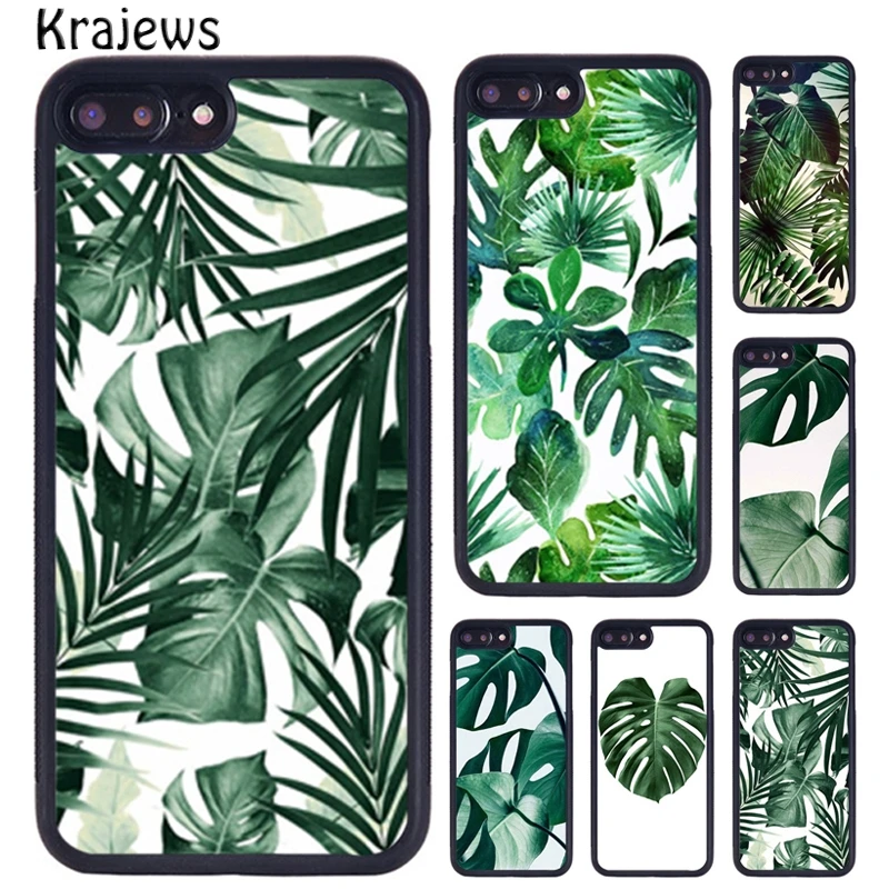 Krajews Monstera Leaves Tropical Leaf Phone Case For iPhone 16 15 14 XR XS 11 12 mini 13 Pro MAX Plus cover coque