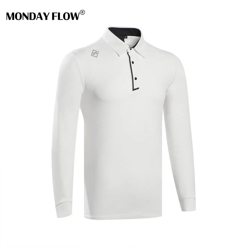 

Monday Flow Men's Golf T-shirt Spring Sports Golf Apparel Long Sleeve Shirt Dry Fit Breathable Polo Shirts for Men Golf Shirts