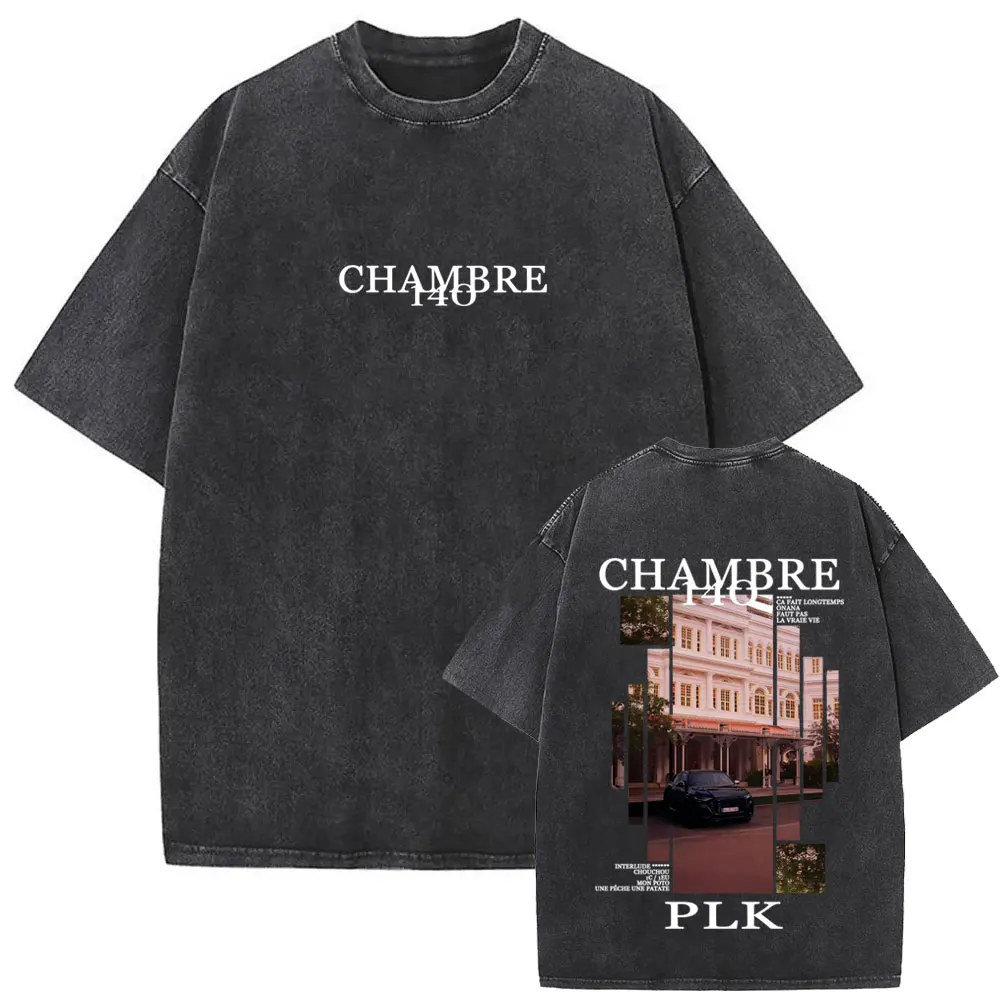 غسلها خمر مغني الراب PLK Chambre 140 ألبوم الجرافيك تي شيرت الرجال الهيب هوب موضة البوب الموسيقى تي شيرت الرجال عادية القطن تي شيرت