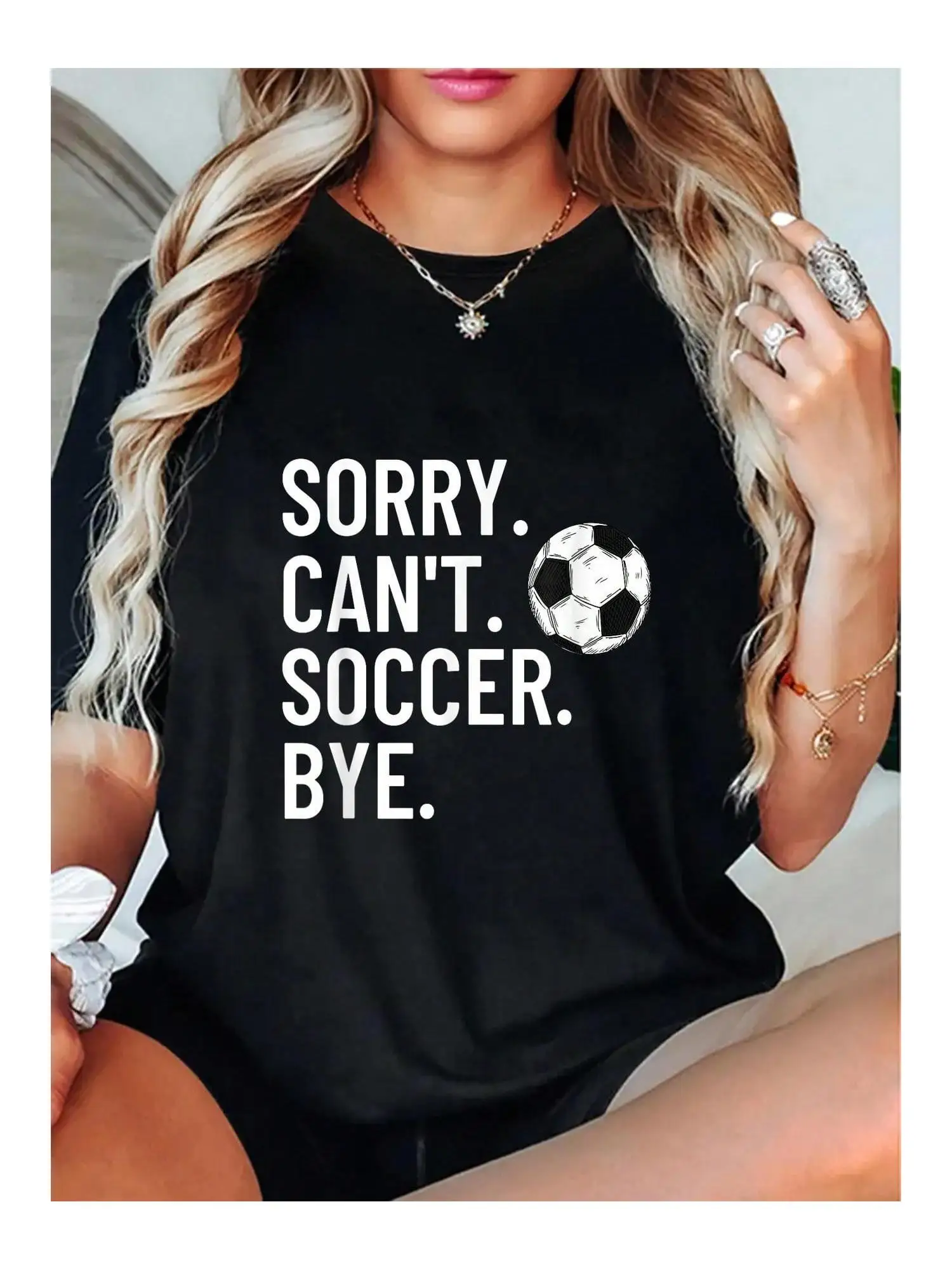 

100% хлопок Sorry Can't Soccer Bye Забавная футболка с юмором для любителей футбола