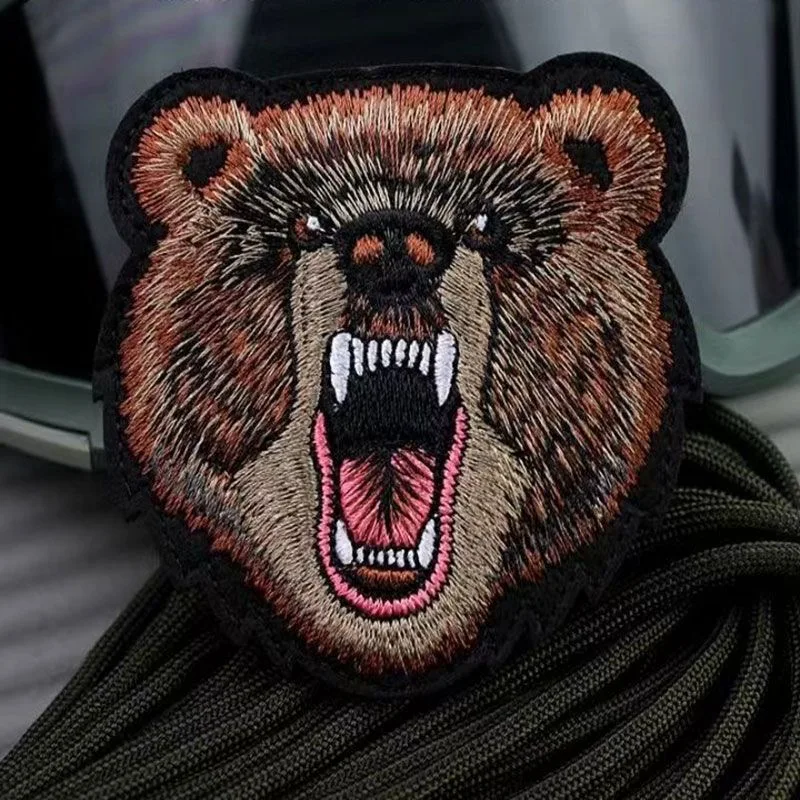 Tactical Bear Wolf tiger ricamo Cloth Hook Loop Patch zaino Tactical Morale Badge Applique per giacca Jeans bag Hat