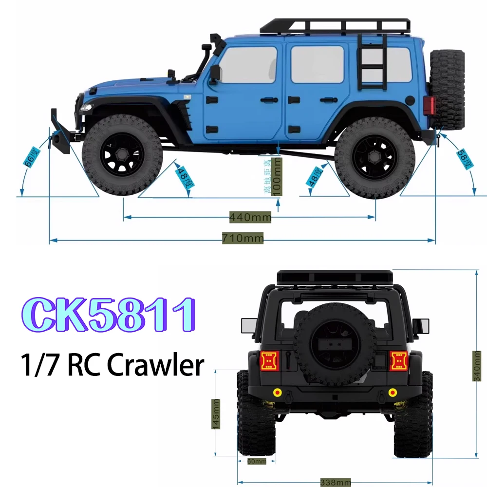 

CHUANG KE CK5811 Brushed Version 4WD RTR 1/7 RC Simulated Electric Remote Control Model Car ROCK Crawler Adults Children's Toys