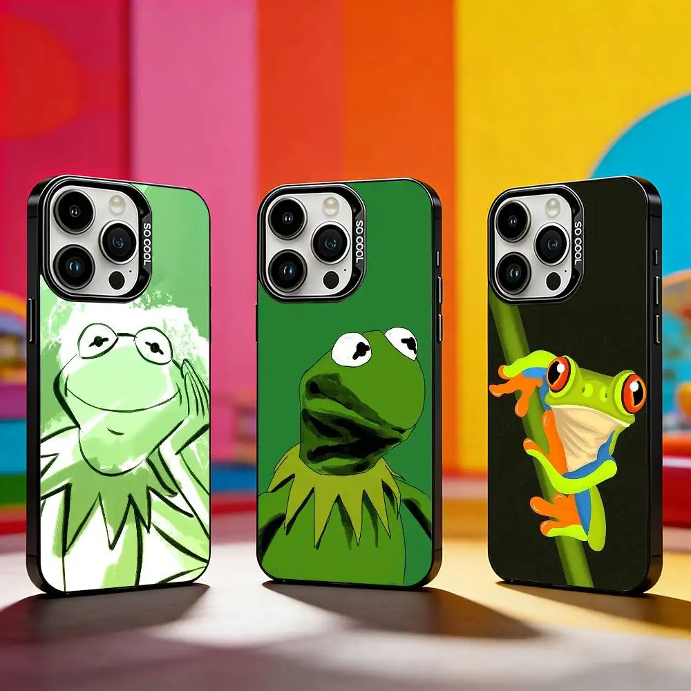 

K-Kermit-t the frog Cute Phone Case For iPhone 17,16,15,14,13,12,11 Plus,Pro Max,XS,Colored silver phone case