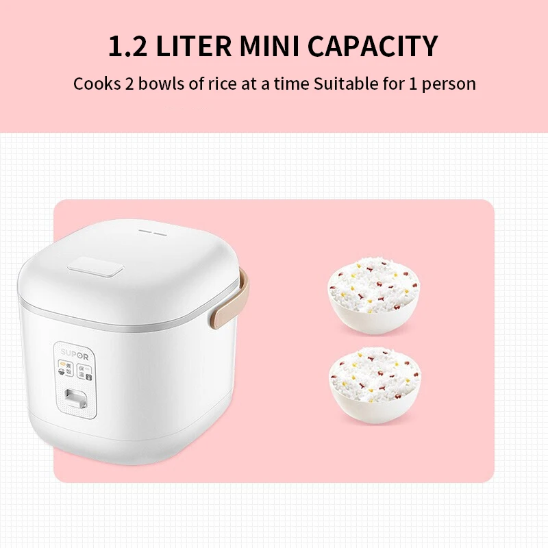 Subor Household Electric Rice Pot 1.2L Small Rice Pot Student Dormitory 1-2 Person Non stick Pot Small Rice Pot