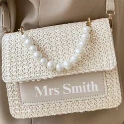 Personalised MRS Pearl woven bag Bachelorette Hen Party bridal shower beach country Wedding decoration Bride to Be gift present