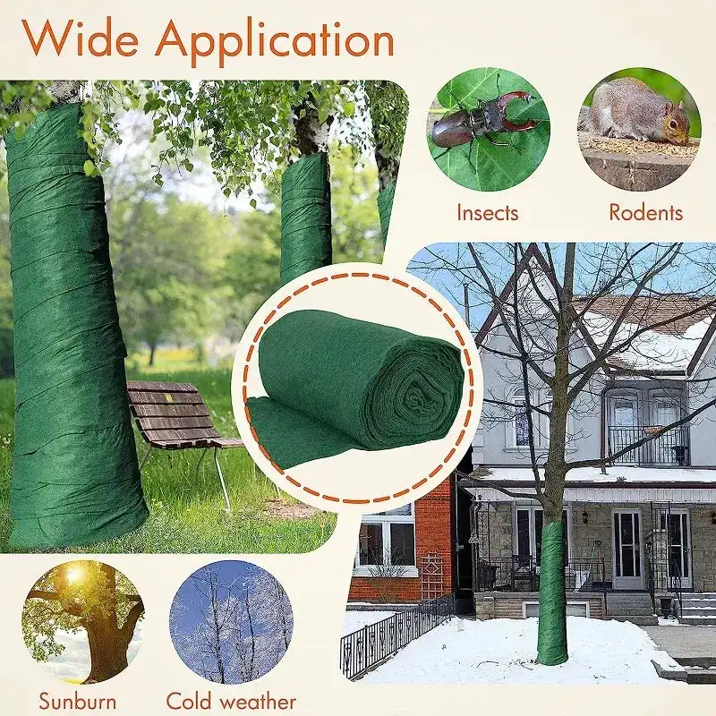 Tree Trunk Protector Gardening Wrap Winter-Proof Tree Trunk Shrub Plants Antifreeze Bandage Tape Entangled Cotton Cloth Warm