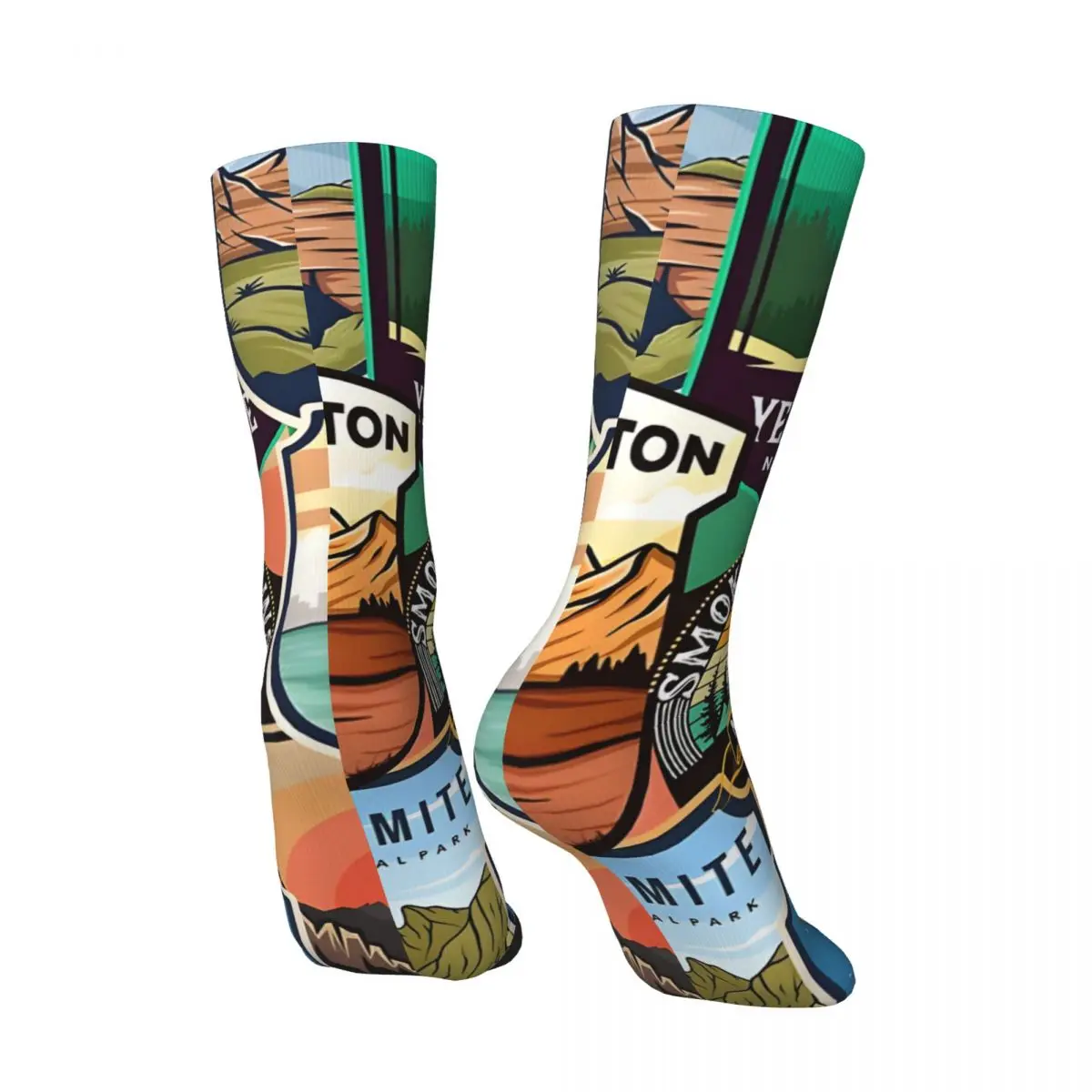 Crazy compression National Parks Logo Sock for Men Harajuku Yellowstone Quality Pattern Crew Sock Novelty