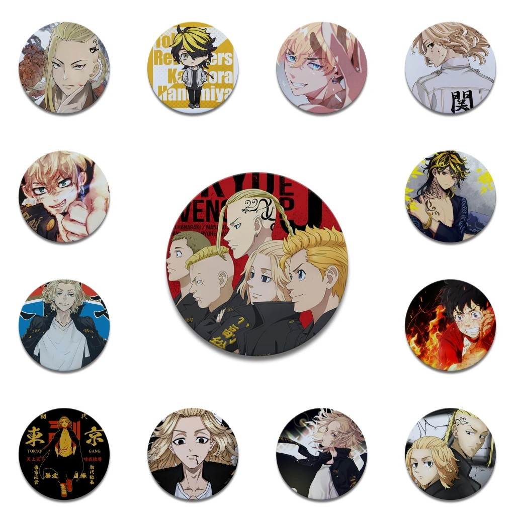 

58 мм аниме Токио Мстители Draken Hanagaki Takemichi Mikey Draken Косплей Костюм Значок Булавка SPTE Жесть Брошь Опора Xmas Gilf