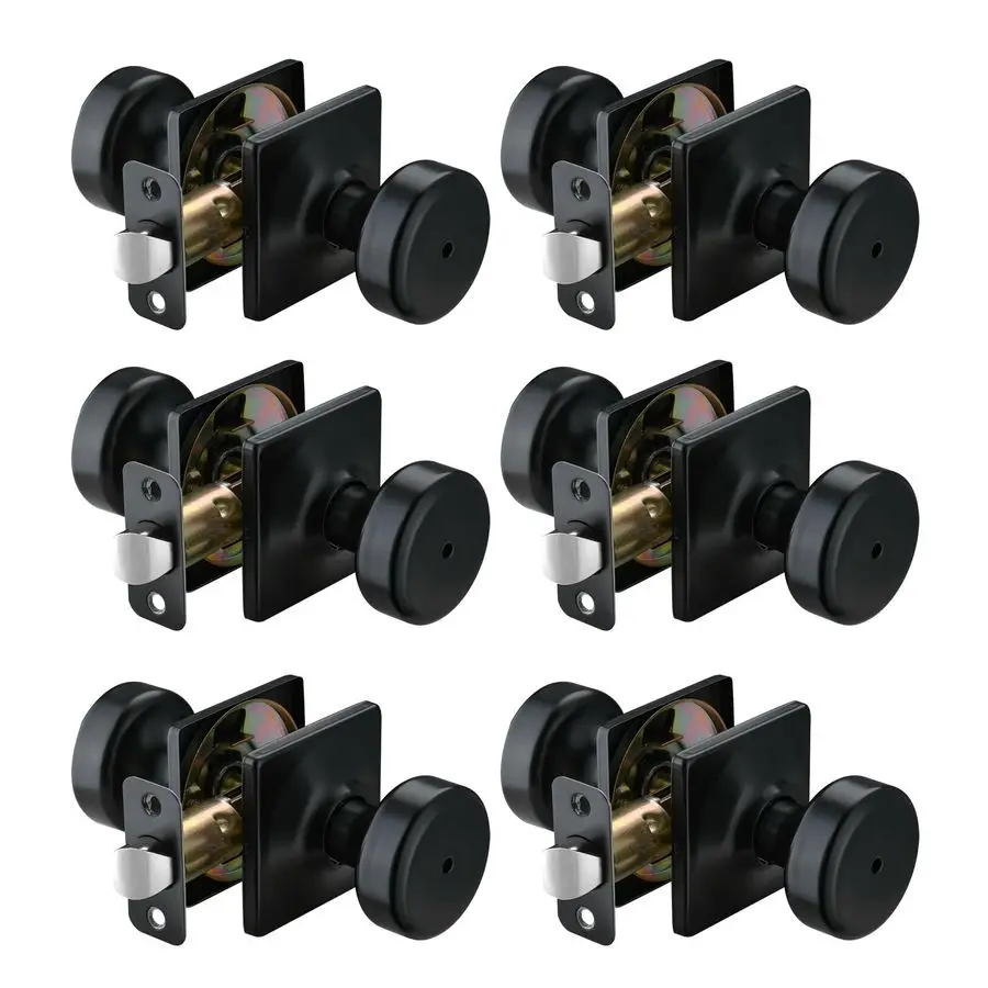 

Pack Black Door Knobs with Square Rosette,Pismo Door Knob with Lock,Privacy Door Handles Interior for Bath amp Bed