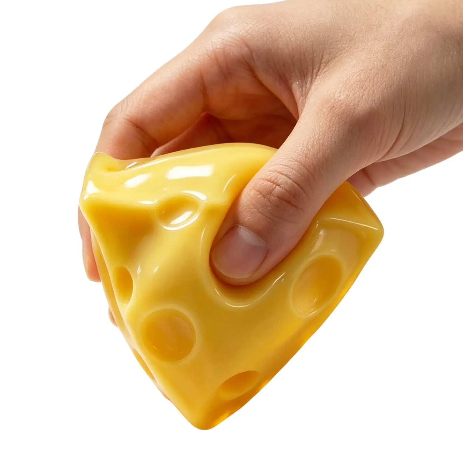 Funny Yellow Cheese Squeeze Toy, Funny Realistic Soft Fidget Stress Toy, Novelty Gift for Kids Adults Stocking Stuffers Party