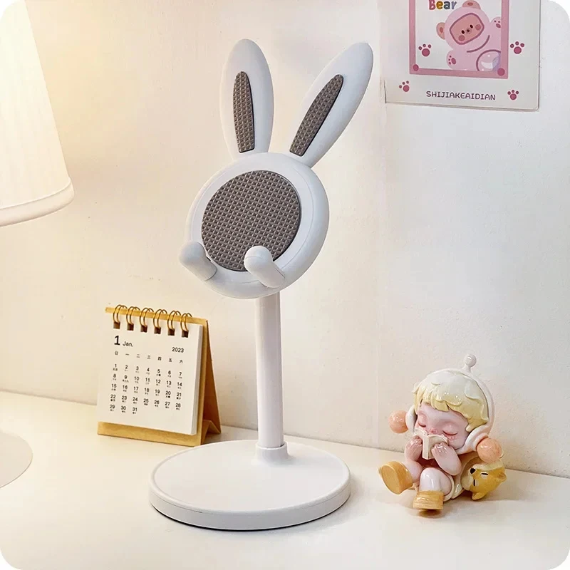 Soporte de Teléfono Portátil Ajustable con Diseño de Conejo, Soporte de Escritorio con Dibujos Animados para Teléfonos, iPads, Tabletas y Switch
