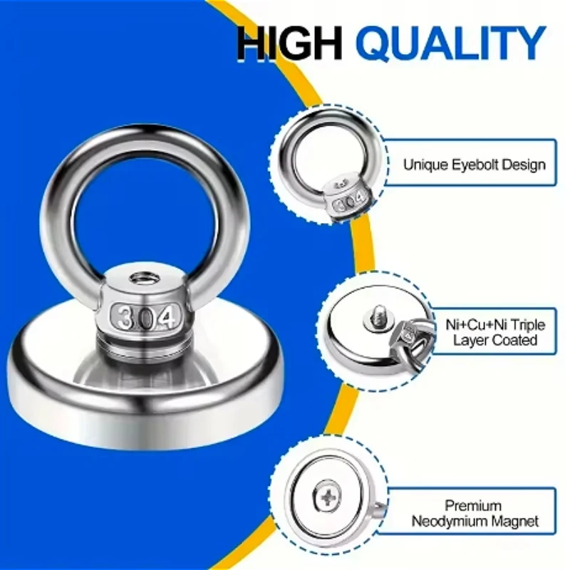 Search Magnetic Powerful Neodymium Magnet Super Strong Salvage Magnets Sea Fishing Magnet with Ring Searcher