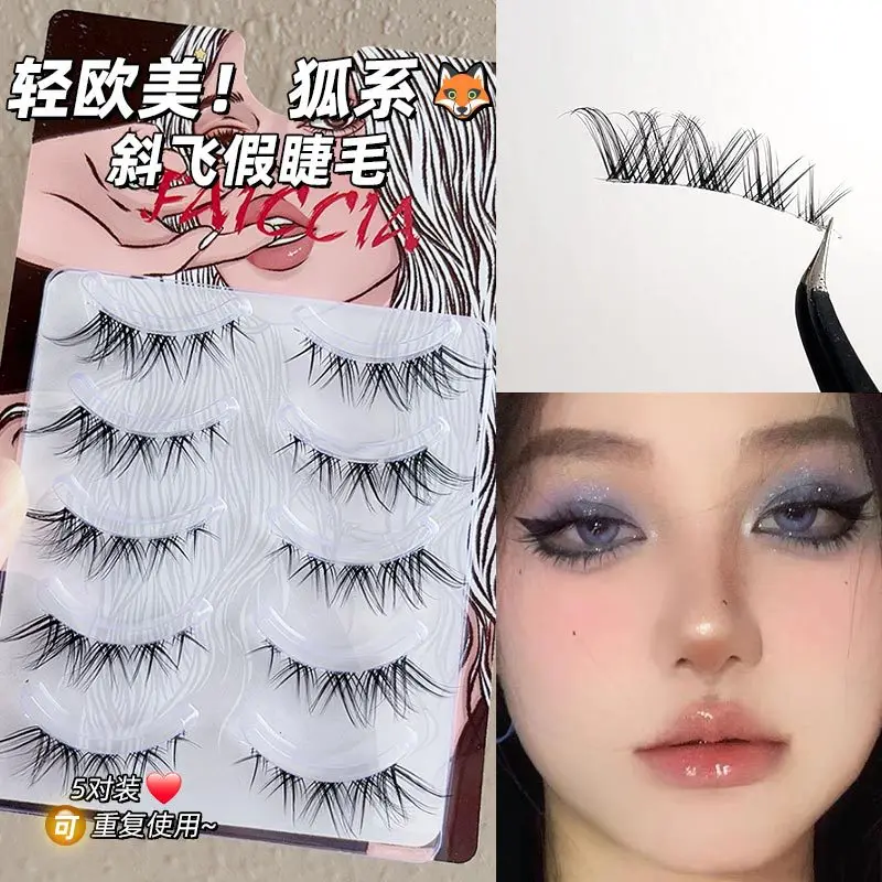 

3D Mink Cat Eye Lashes manga Eye Elongated Eyelashes Full Strip Wispy Volume Fox Eye Lashes Makeup Fake