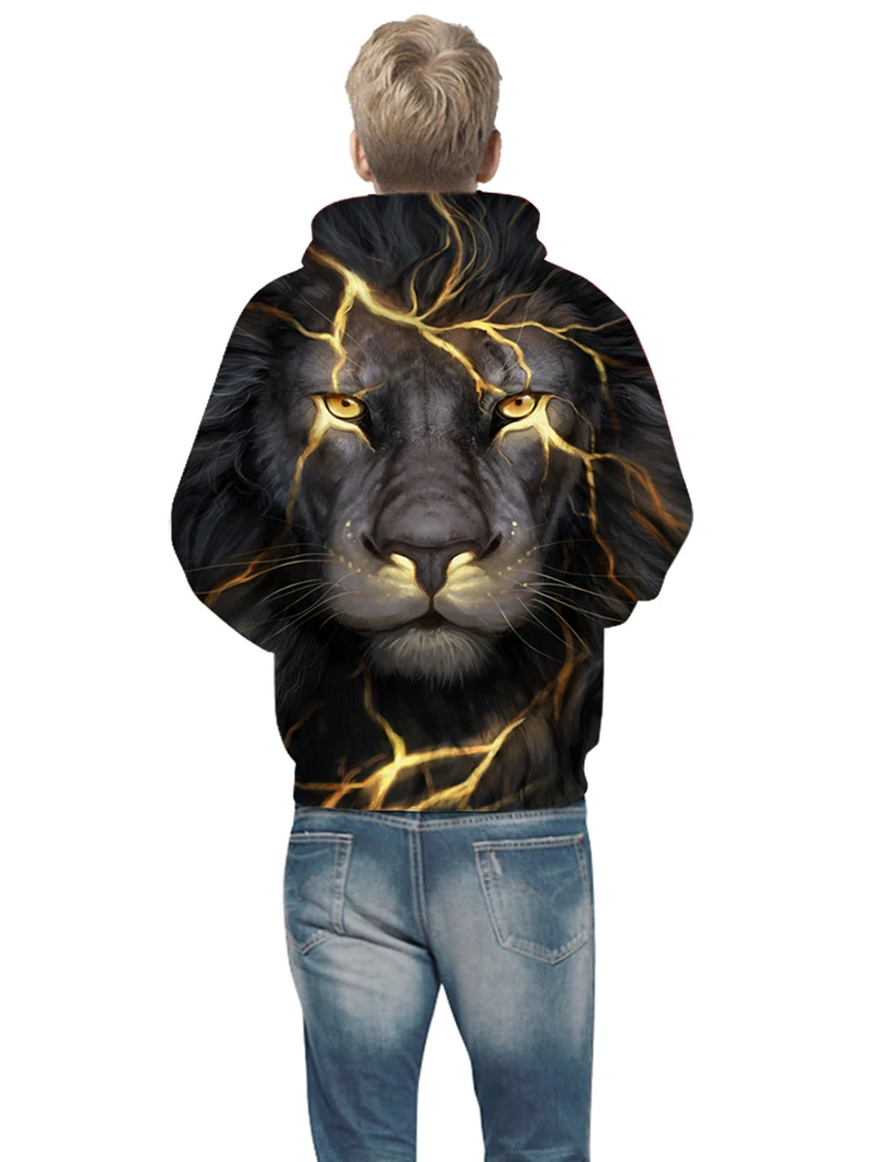 2024 Europese En Amerikaanse Herfst/Winter Nieuwe Leeuw 3d Geprint Kinder Hoodie Losse Kinder Lange Mouw Hoodie