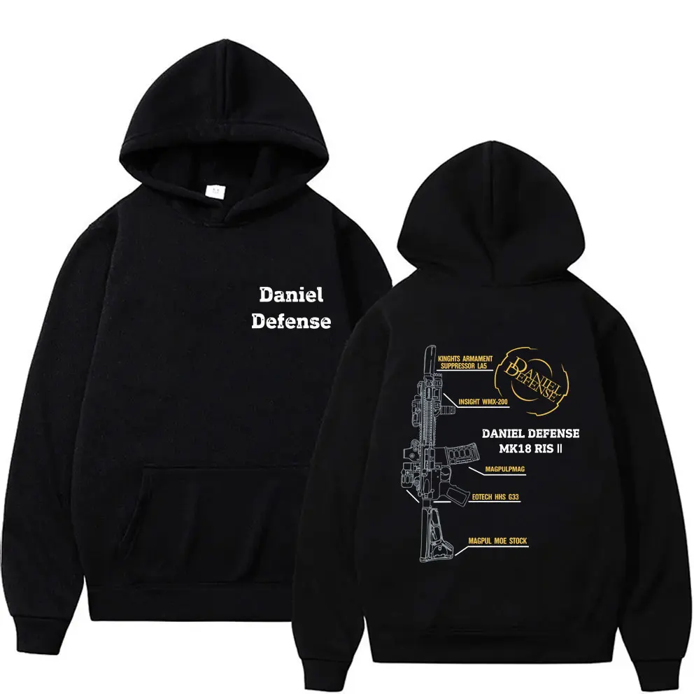 

Daniel Defense MK18 Graphic Hoodie Male Fashion Casual Oversized Streetwear Men's Women's Vintage Fleece Cotton Pullover Hoodies