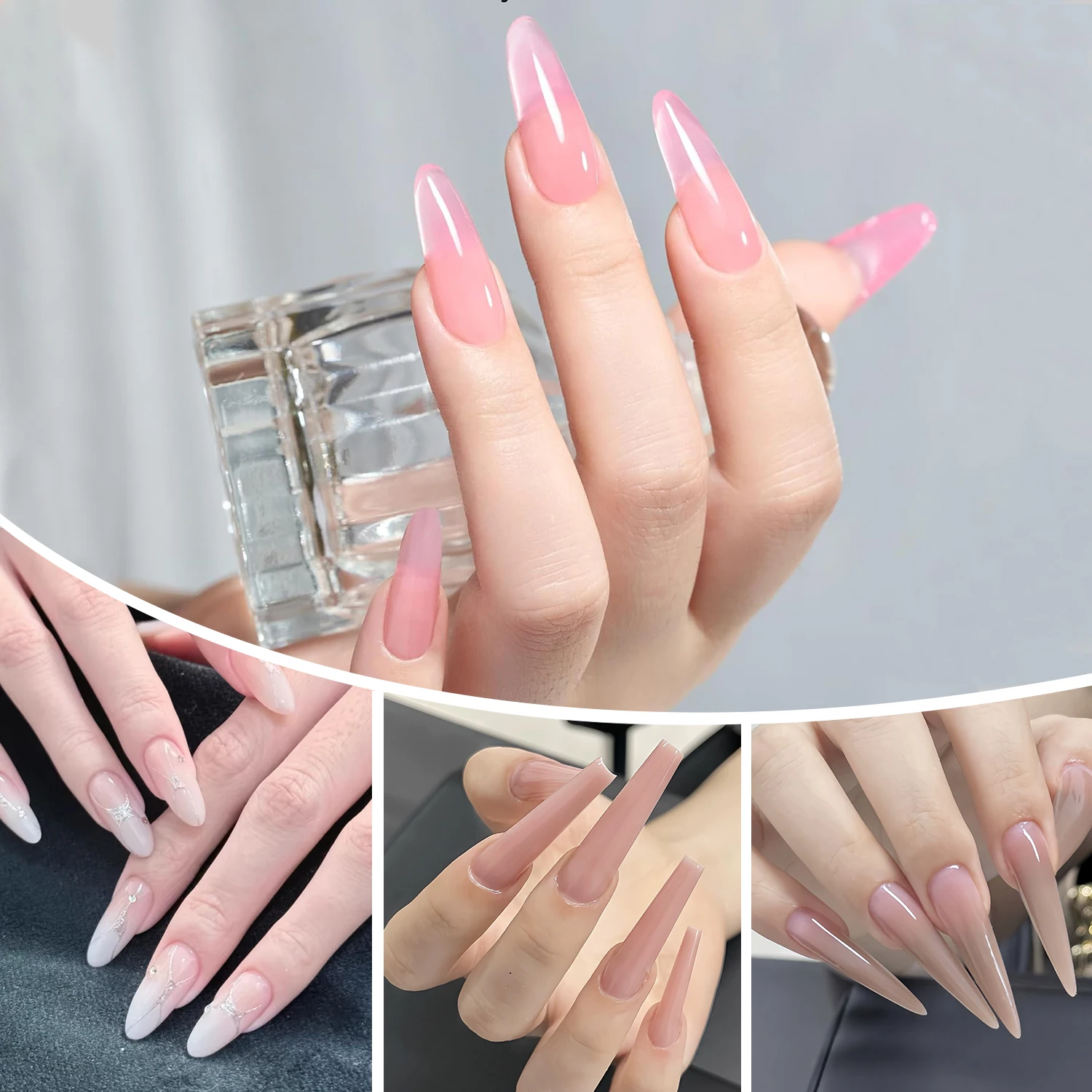 Nailpop sanduíche para unhas, formas duplas, 240 peças, 15 formatos, extensão de manicure francesa, construtor de gel, arte de unha, salão de beleza, ferramenta profissional transparente