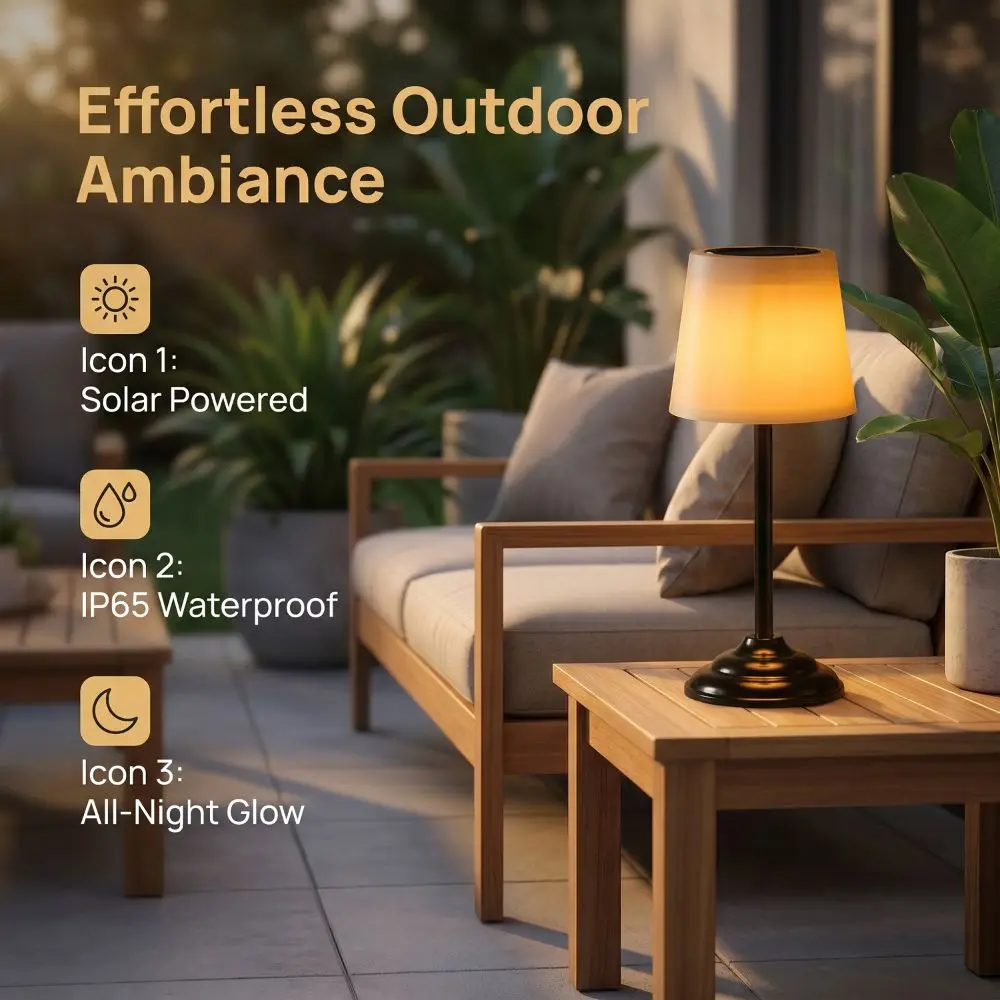 

Creative LED Solar Table Lamp Waterproof Adjustable Color Temp Solar LED Table Lamp Rechargeable Decorative Solar Table Lamp