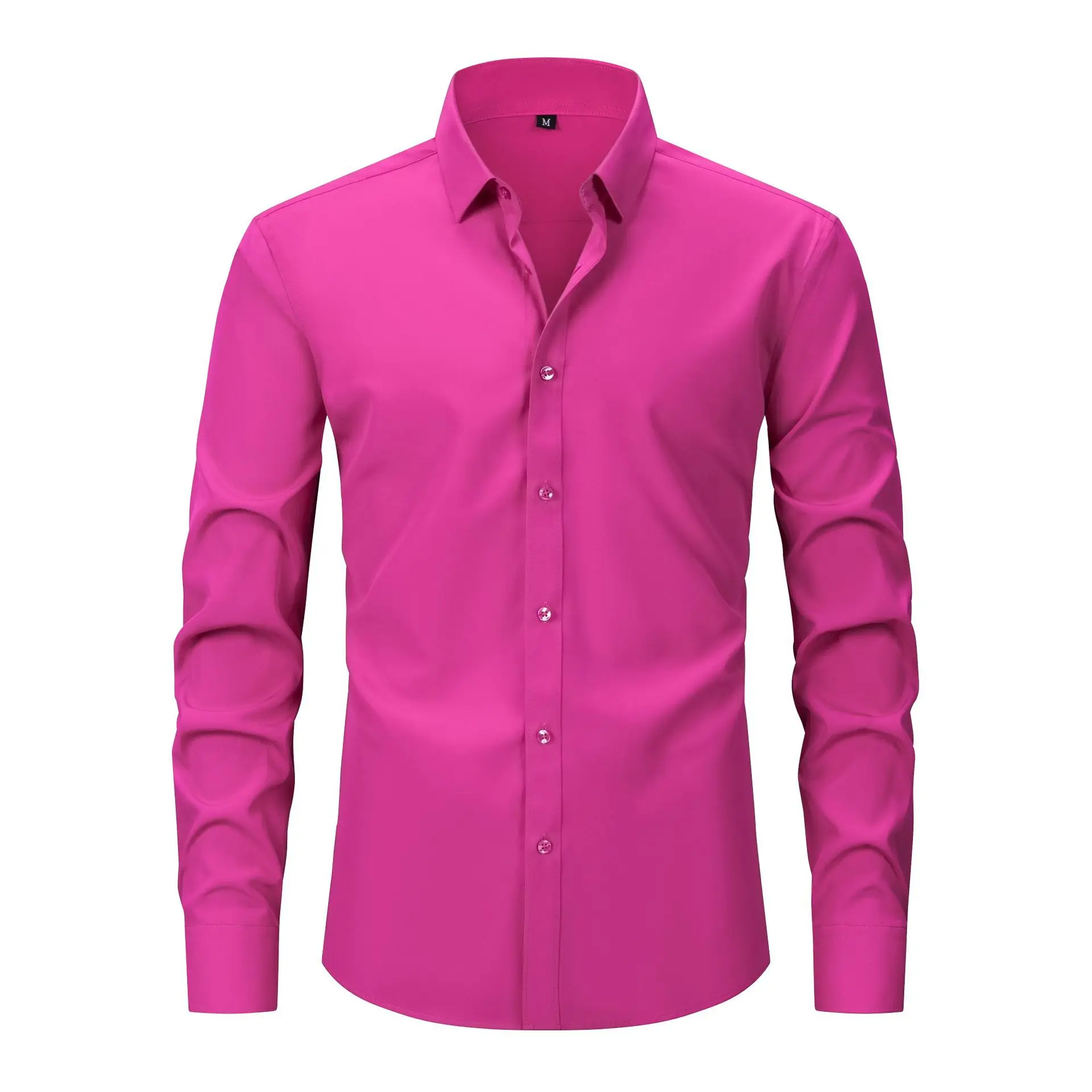 Men Clothing XS-3XL Plus Size Summer Spring Autumn Men Fashion V-neck Polyester Single Breasted Solid Color Shirts for Men