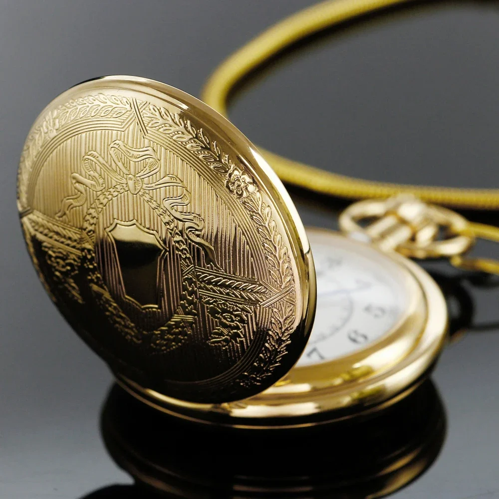 Golden Automatic Mechanical Pocket Watch Fob For Nurse Luxury Fashion Trendy Stylish Shield Pendant Christmas Gift for Men Women