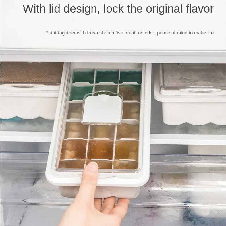 18 Lattice Ice Block Mould with Water Injection Hole Refrigerator Silicone Ice Lattice Box with Cover Household Ice Box