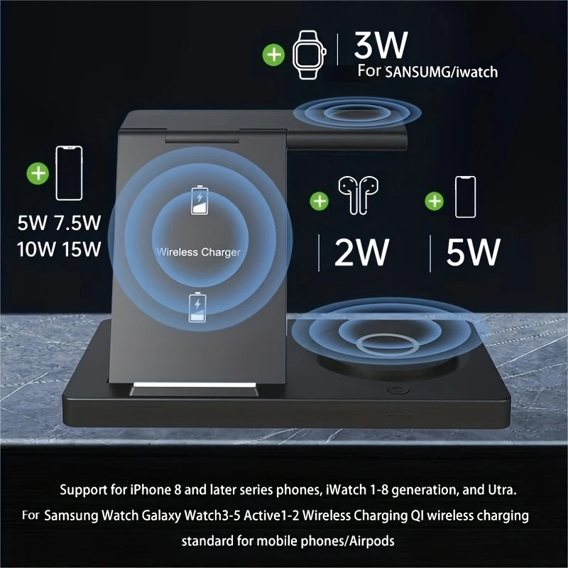 Magnetic Wireless Charger for iPhone: 3 in 1 Travel Charging Station for Airpods Apple Devices for iPhone 15 14 13 12 Pro Max