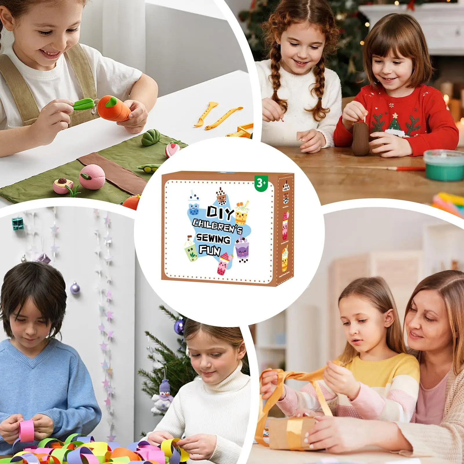 Kid Sewing Kit Make Milk Tea Backpack Charm Girls Sewing Kit For Art Project Doll Making Home School Activity Play Art Project