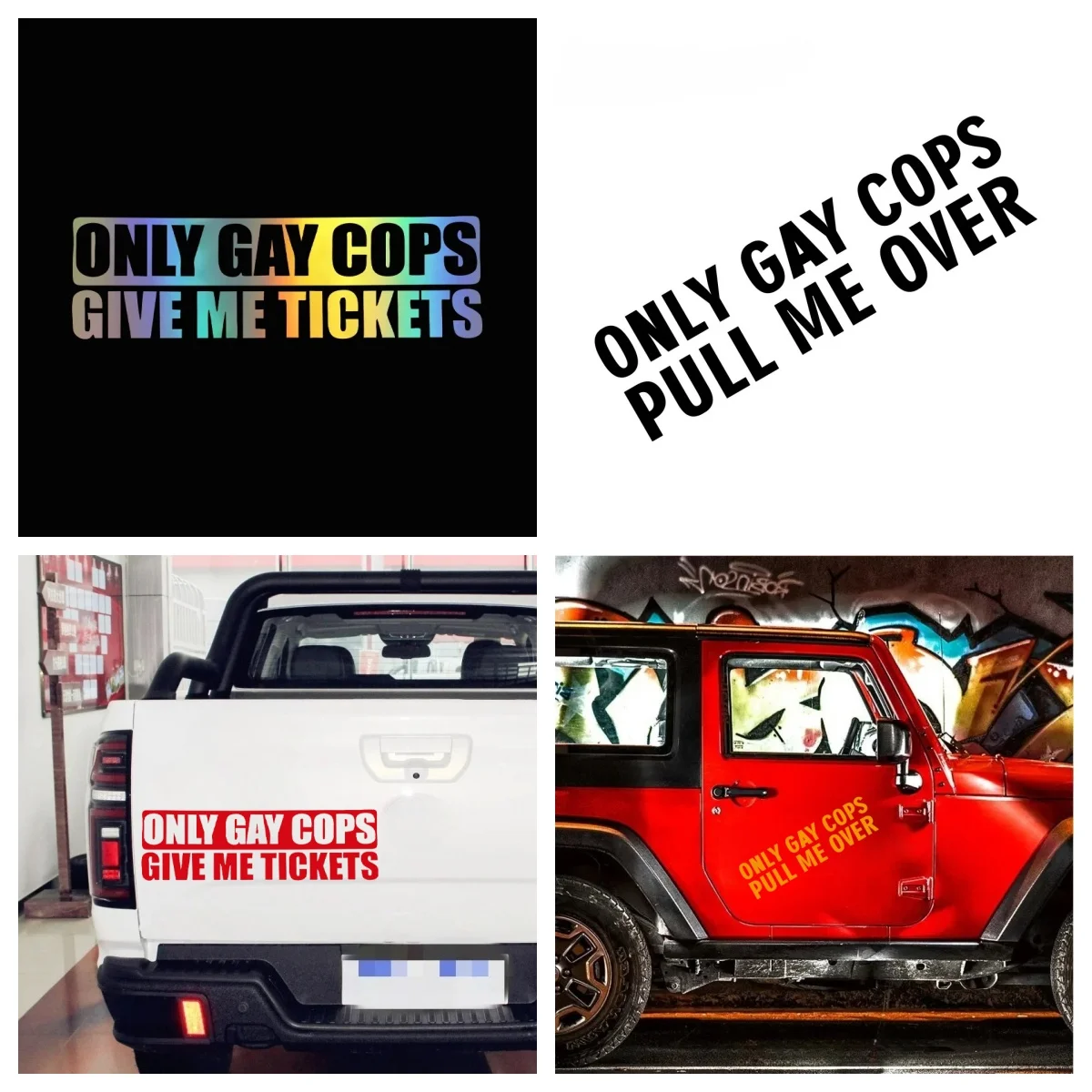 

DIY Funny Car Sticker Oem Only Gay Cops Pull Me Over Vinyl Decal for Window Body Side Bumper Hood Windshield Auto Accessories