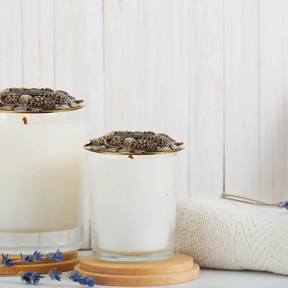 2Pcs Metal Toppers Hollow Cover Sleeves for Jar Scented Candles Extended Burn Time Wax Splash Protection