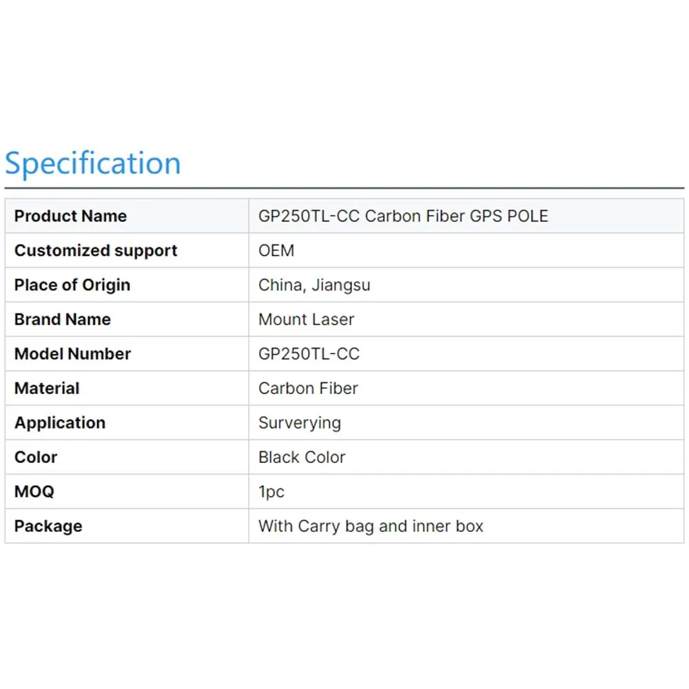 2 Sections Extended to 2.5m Telescopic GPS Carbon Fiber Rod Survey Pole for GPS RTK GNSS Telescopic Rover Pole