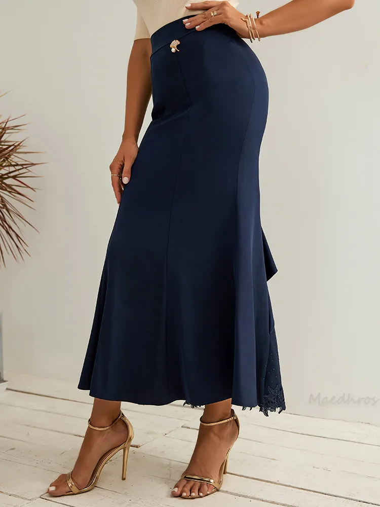 Vintage Long Skirt Women Asymmetrical Skirt Bowknot Design Maxi Skirt Female Luxury Elegant High-waisted Skirt Evening Dresses