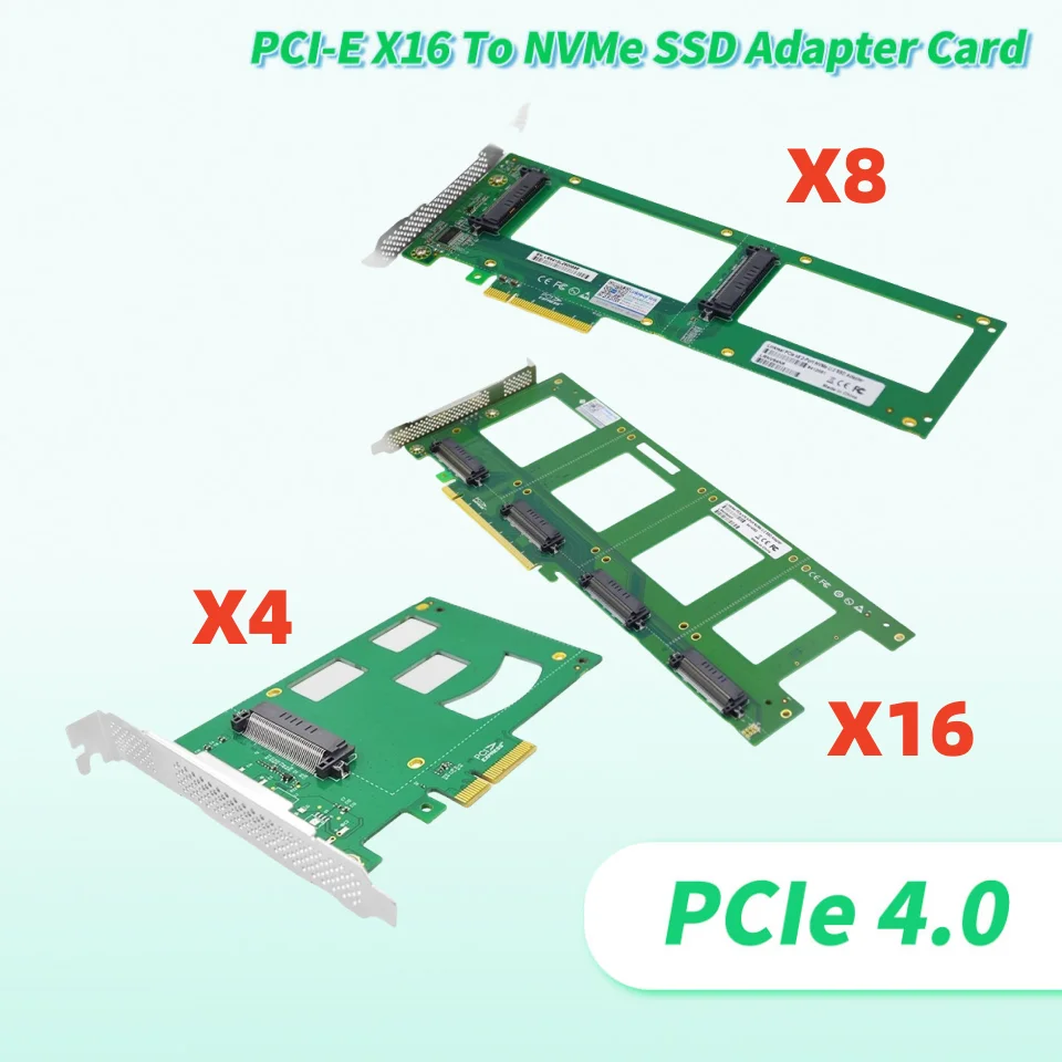 

2025 НОВАЯ карта адаптера Riser PCI-E 4.0 X4 X8 X16 к U.2 SFF8639 Карта расширения NVMe SSD Преобразователь твердотельного накопителя