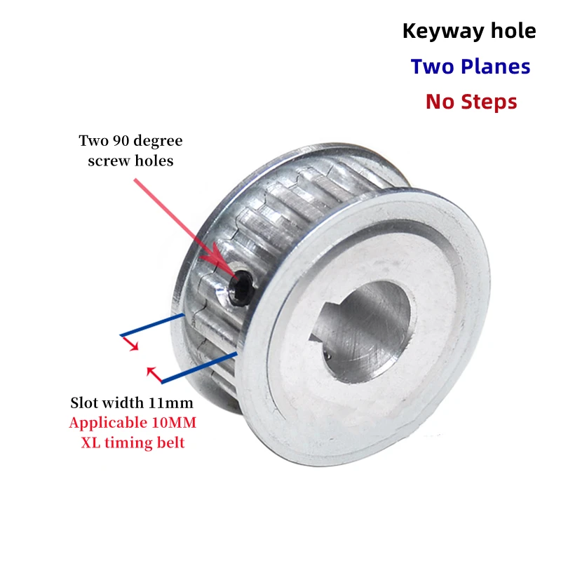 XL Two-Plane Timing Pulley 15-20 Teeth Aluminum Alloy Timing Pulley with Keyway Bore 8/10/12/12.7/14/15/16/17/18/19mm 3D Printer