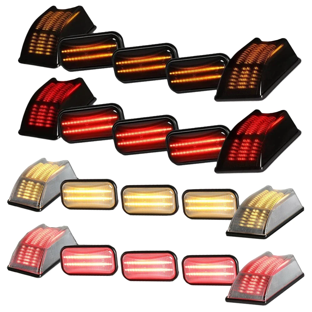 10PCS Yellow/Red LED Cab Roof Light and Lenses Kit For Hummer H2 2003 2004 2005 2006 2007 2008 2009 LED Smoked Lens Top Lights