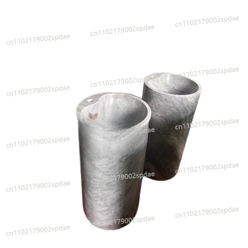 Natural Silver Grey Travertine Stone Pedestal Sink For Home Hotel Bathroom Decoration