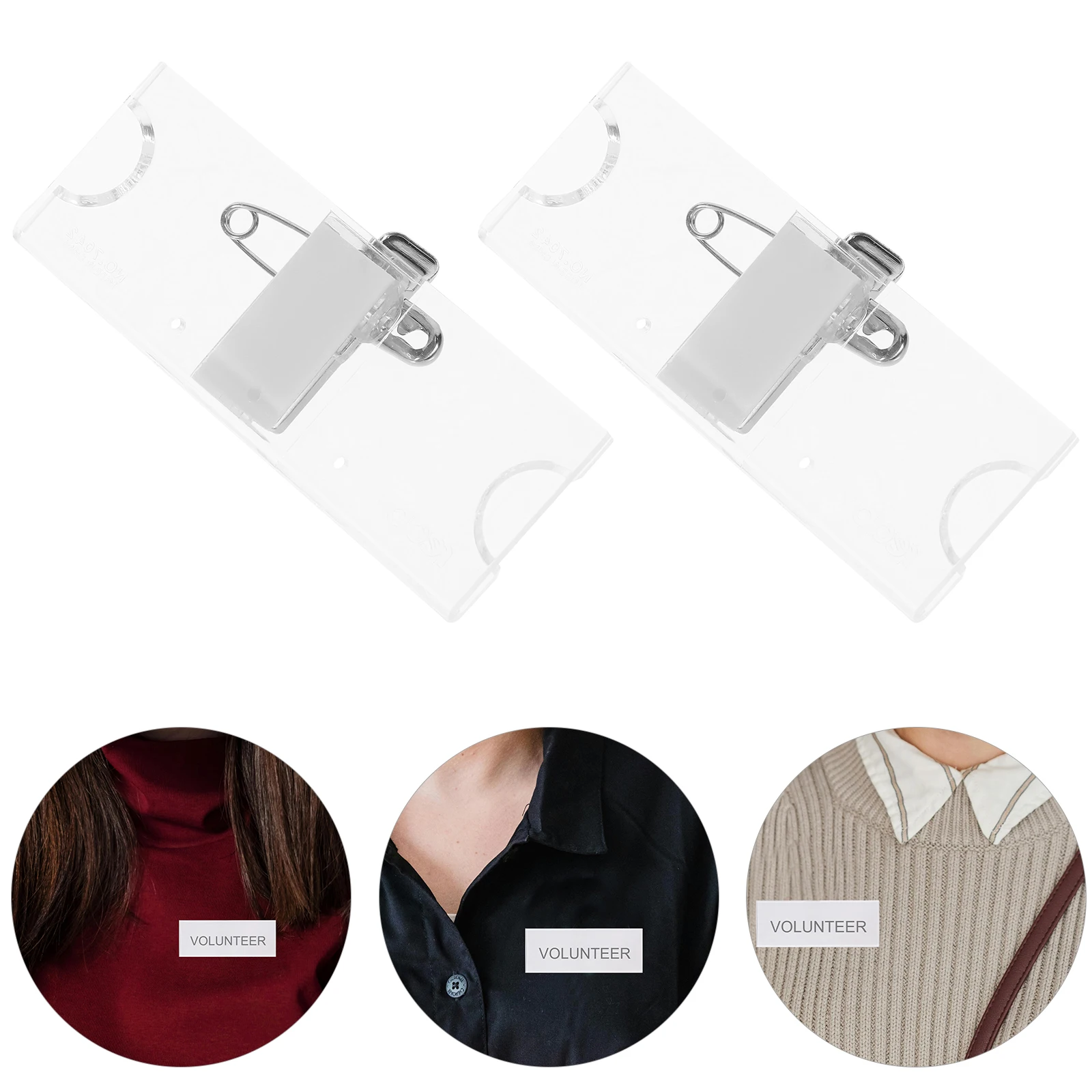 

10pcs Acrylic Badge Clips Name Tags ID Card Holders Transparent Employee Work School Hotel Student Permission Tag Cases 70x25mm