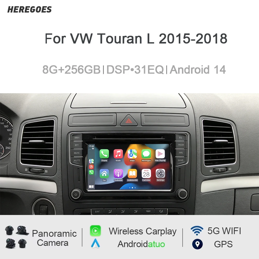 

Автомагнитола CarPlay 7" DSP Android 15 8-ядерный процессор 12 ГБ ОЗУ 256 ГБ ПЗУ GPS мультимедиа навигация для VW Touran L 2015-2018
