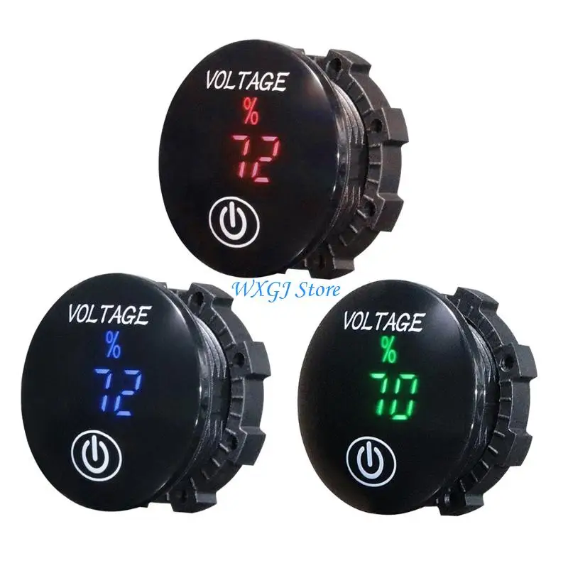 37JE Universal Automotive DC12V 24V Voltmeter Gauge Meter with Touch Control Switches For Trucks Motorcycles