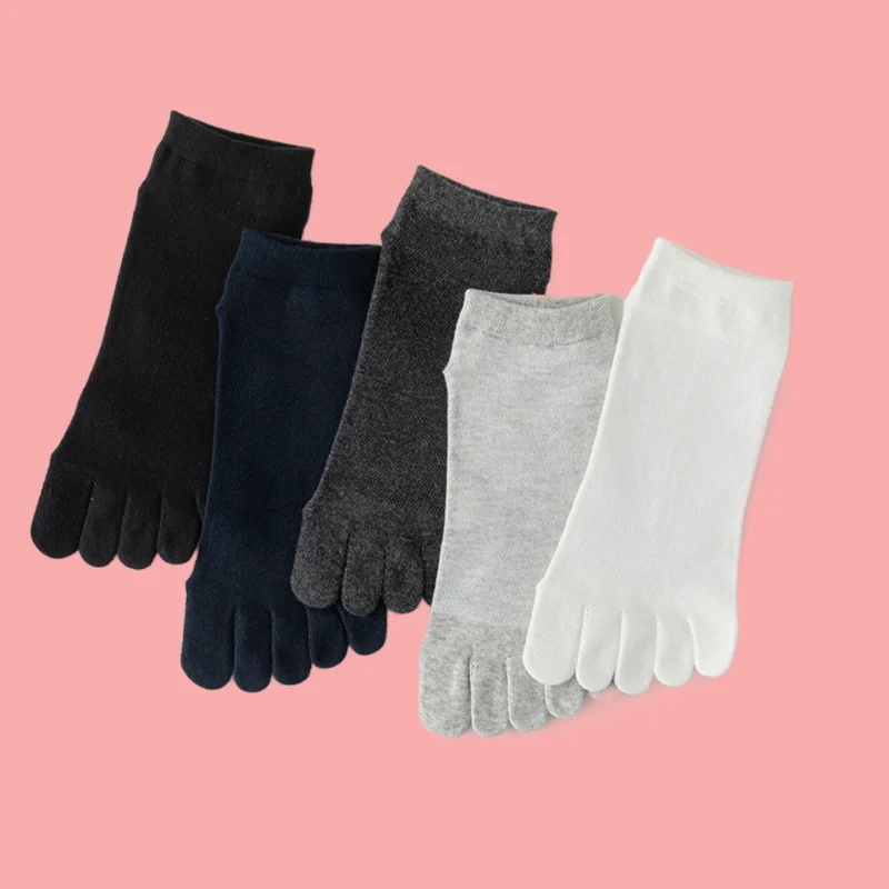 1/3/5 Pairs Mesh Anti-athlete's Foot Casual Socks Five-finger Socks Men's Cotton Socks Solid Color Split Summer Thin Toe Socks