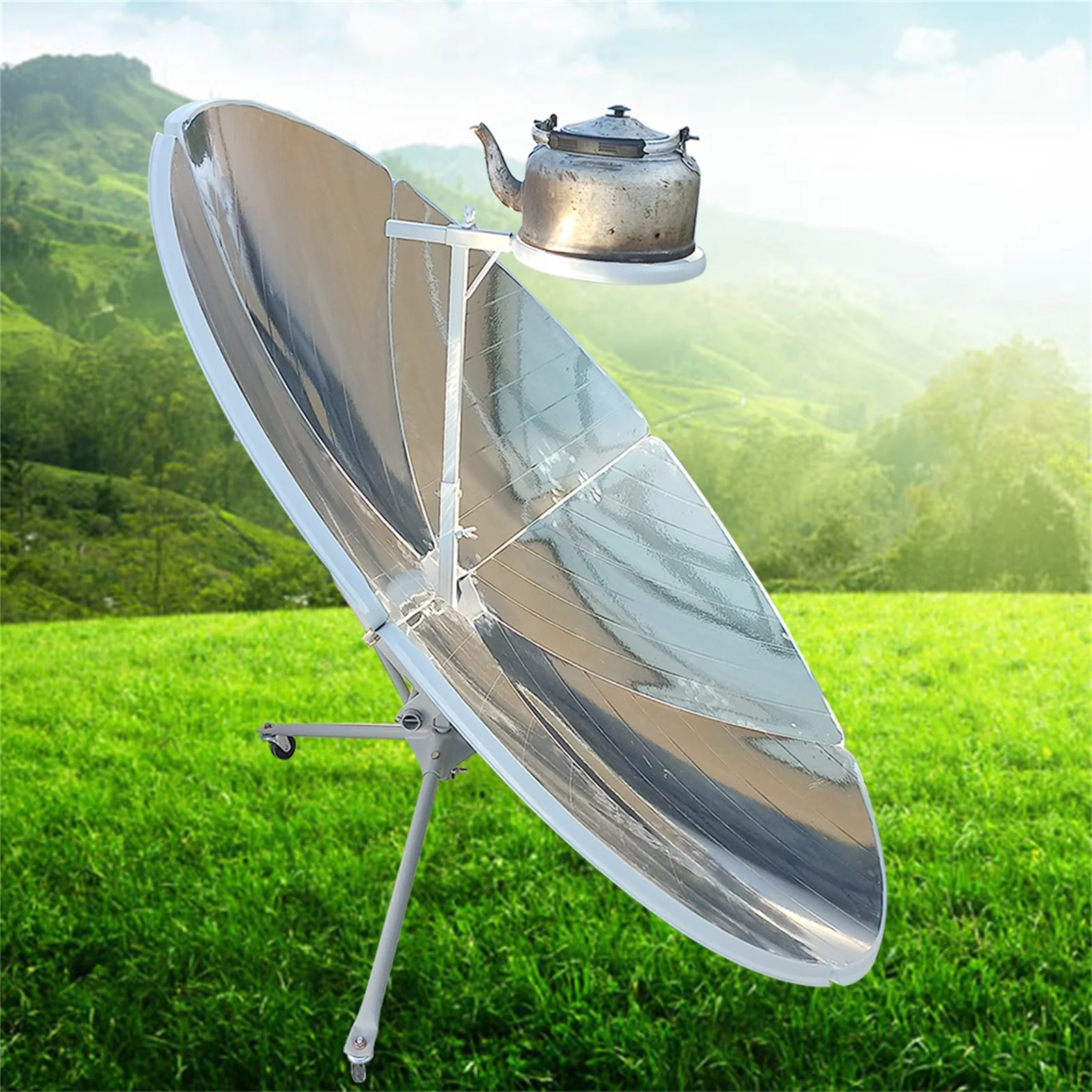 Solar Cooker Oven Parabolic 1.5m/59'' Diameter High Efficiency Portable Sun Oven Camp Stove Grill Camping Barbeque Outdoor