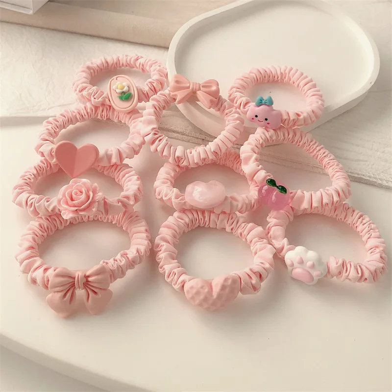 

10 шт., милый персик для розовой девушки, повязка на голову для тонкой кишки, высокоэластичная повязка на голову с резиновым бантом, летняя универсальная повязка на голову