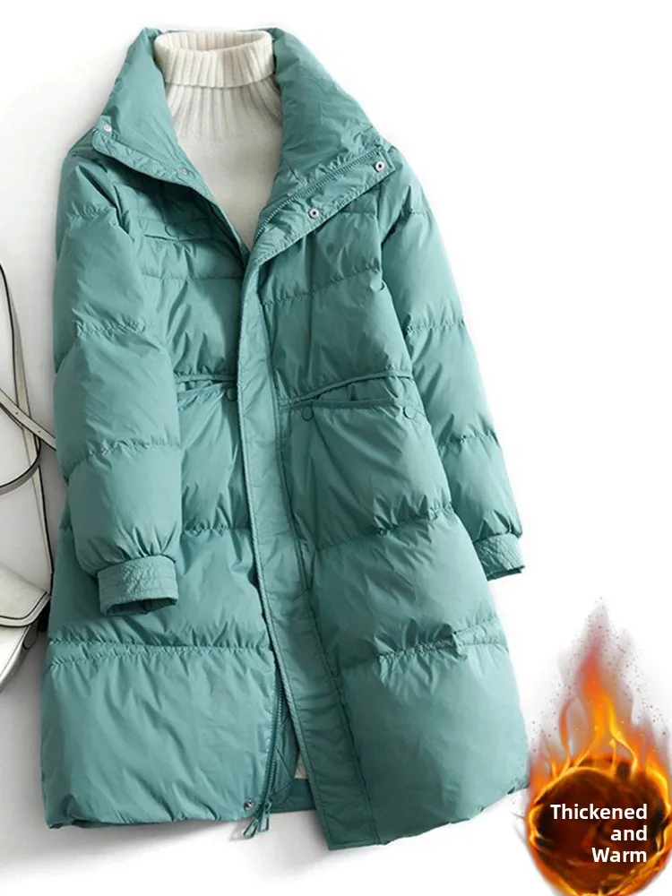 

Женская зимняя верхняя одежда из хлопка Thiened down, теплая пушистая свободная длинная застежка-молния, однотонное пальто для поездок на работу