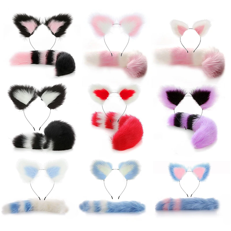 New Fox Cat Ears copricapo Fluffy Animal Ears fascia Lolita Cosplay Anime Hair Cat Set Halloween Party accessori Cosplay