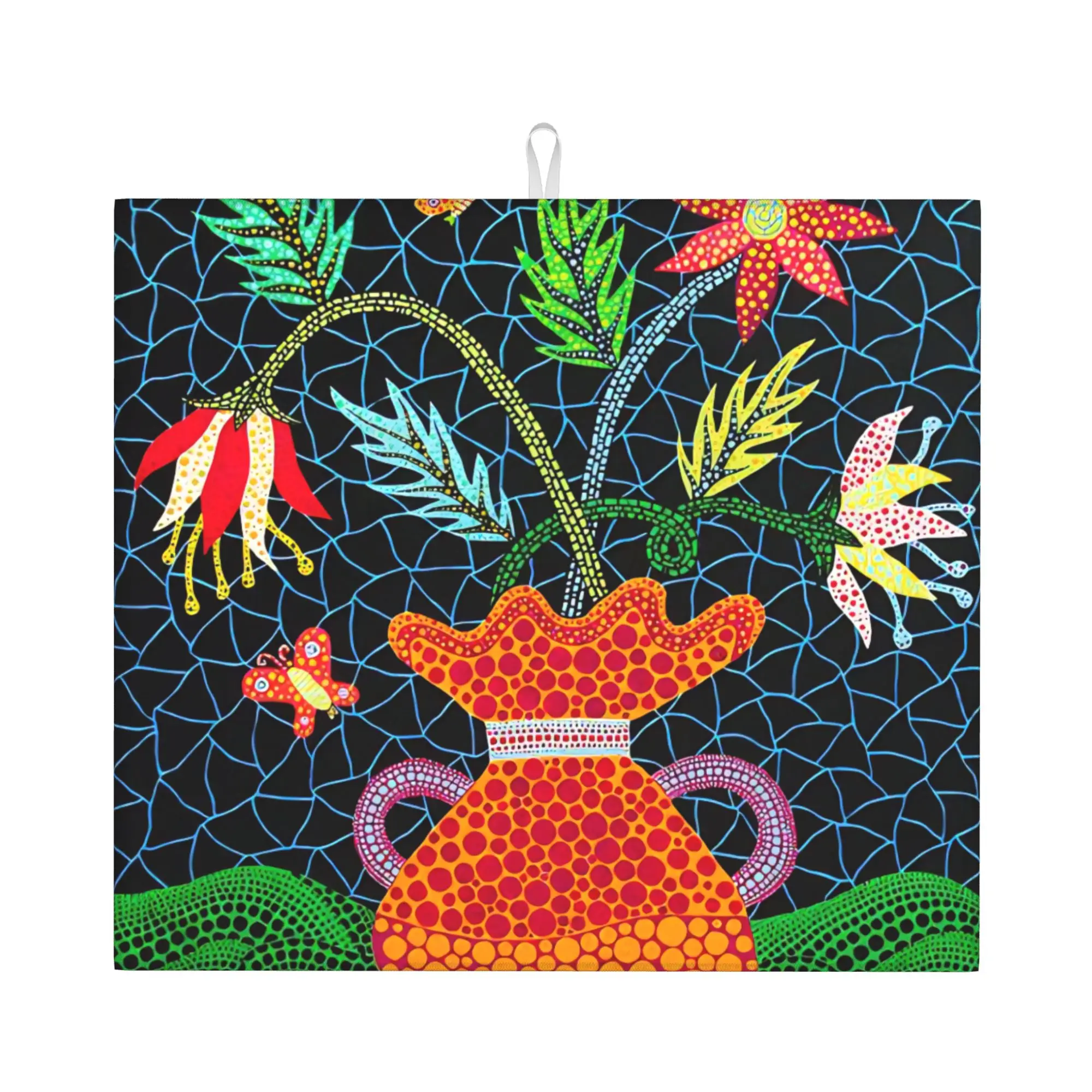 Yayoi Kusama Abstract Pumpkin Non‑Slip Waterproof Absorbent Barware Tableware Oil Proof Reusable Bathroom Drying Mat For Kitchen