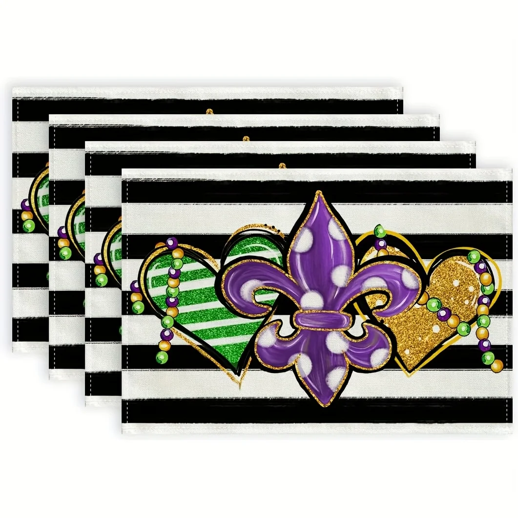 

4 шт. Fleur De Lis карнавальные тематические салфетки-полосатый декор фермерского дома, идеально подходят для семейных вечеринок в помещении и на открытом воздухе