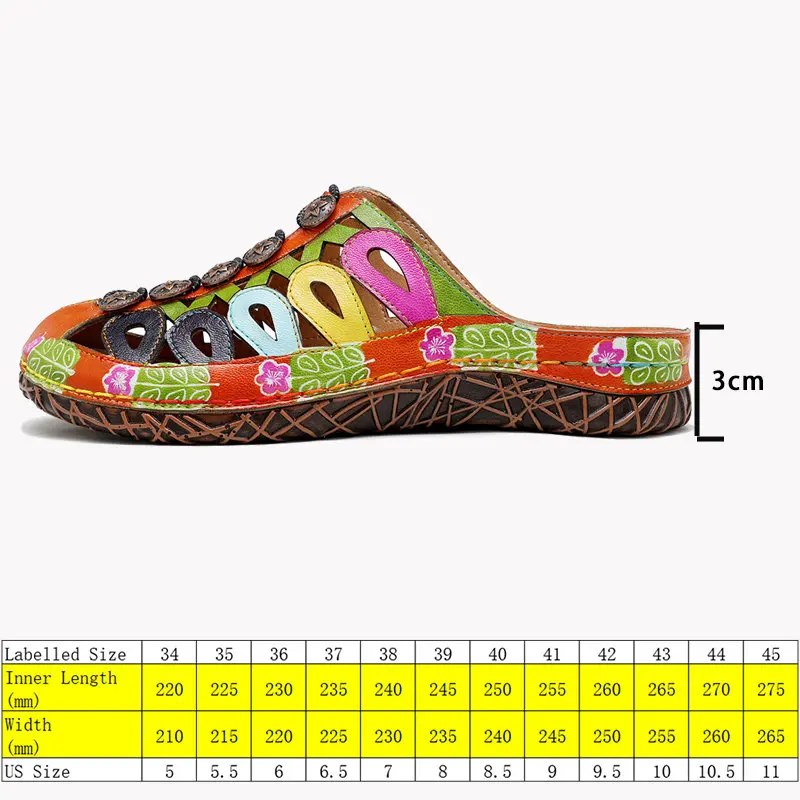 Koznoy 3cm Print Sheepskin Leather Ethnic Luxury Slippers Flats Leisure Big Size Fashion Multicolor Women Designers Summer Shoes