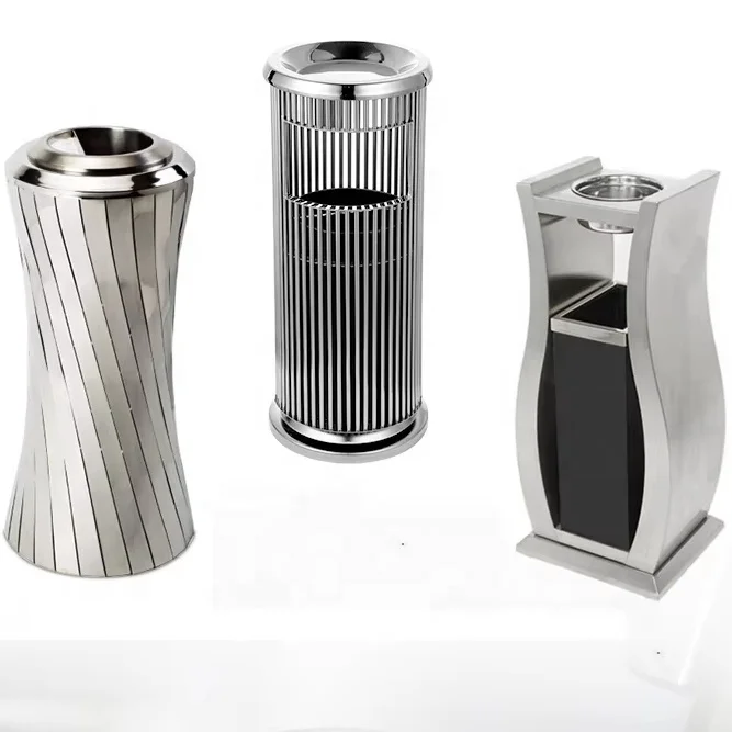 Customized Stainless Steel Trash Can Street Vase Trash Can Storage Bucket Environmental Protection Factory Built-in Structure