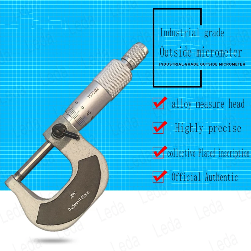 1Pcs Outer Diameter Micrometer 0-25mm Separation Card With Self-Locking Reading Household Mechanical Micrometer